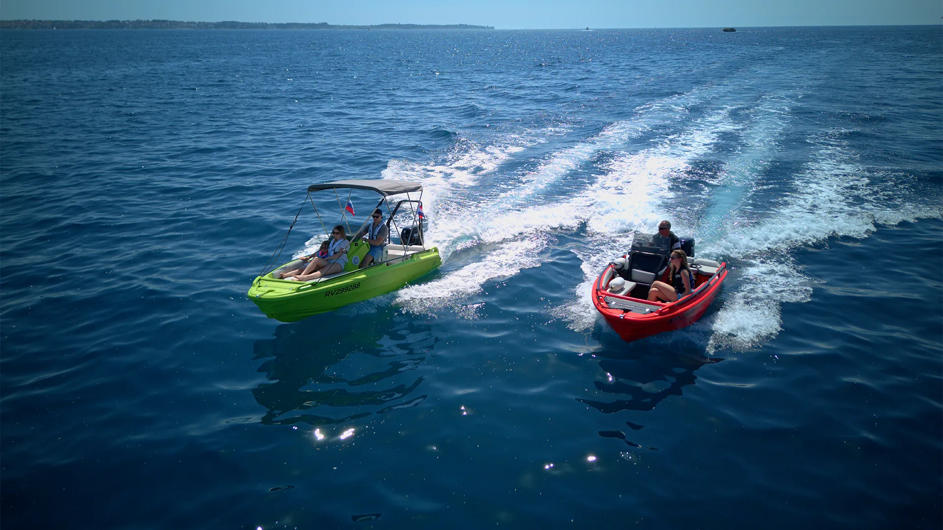 Two Hydra 460 rotomolded boats cruising on open waters